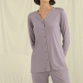 HERŞEYTREND  Uzun Kollu Boydan Düğmeli V Yaka Pijama Takımı