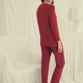 HERŞEYTREND  Uzun Kollu Boydan Düğmeli V Yaka Pijama Takımı