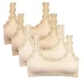 HERŞEYTREND 4 Adet Dantel Nakış İşlemeli Pedli Bambu Kadın Büstiyer Ten Krem