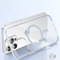 LitaeTrend Apple iPhone 14 Move Taşlı Magsafe Kapak - Gümüş
