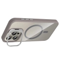 LitaeTrend Apple iPhone 14 Pro Max Remim Lensli Magsafe Standlı Kapak - Titan Gri