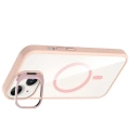 LitaeTrend Apple iPhone 14 Remim Lensli Magsafe Standlı Kapak - Pembe