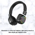 HERŞEYTREND Bluetooth 5.3 Rainbow Işıklı Kulak Üstü Kablosuz Kulaklık