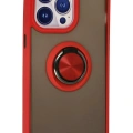 LitaeTrend iPhone 15 Pro Max Kılıf Montreal Yüzüklü Silikon Kapak - Kırmızı