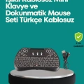 HERŞEYTREND Işıklı Kablosuz Mini Klavye – 2.4 GHz, Dokunmatik Mouse Özellikli