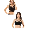 HERŞEYTREND Kota 2 Adet Siyah Tül Modelli Çapraz İpli Büstiyer