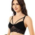 HERŞEYTREND Kota 4 Adet Siyah Tül Modelli Dantelli Büstiyer