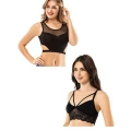 HERŞEYTREND Kota 6 Adet Siyah Tül Modelli Dantelli Büstiyer