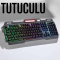 HERŞEYTREND Led Işıklı Oyuncu Klavye Usb Girişli RGB Işıklı Q Klavye Mouse Hediyeli