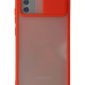 LitaeTrend Samsung Galaxy A02S Kılıf Palm Buzlu Kamera Sürgülü Silikon - Kırmızı