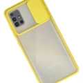 LitaeTrend Samsung Galaxy A71 Kılıf Palm Buzlu Kamera Sürgülü Silikon - Sarı