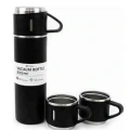 HERŞEYTREND Termos Paslanmaz Çelik Termos Siyah Renk 3 Bardaklı Termos Seti