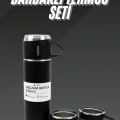 HERŞEYTREND Termos Seti Paslanmaz Çelik 3 Bardaklı Vakumlu Termos Set 500 Ml 12 Saate Kadar Isı Koruma