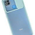 LitaeTrend Xiaomi Redmi 9C Kılıf Palm Buzlu Kamera Sürgülü Silikon - Turkuaz