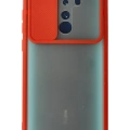 LitaeTrend Xiaomi Redmi Note 8 Pro Kılıf Palm Buzlu Kamera Sürgülü Silikon - Kırmızı
