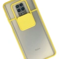 LitaeTrend Xiaomi Redmi Note 9 Pro Kılıf Palm Buzlu Kamera Sürgülü Silikon - Sarı