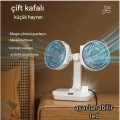 Masaüstü Dijital Ekranlı Çift Fanlı Led Işıklı Soğutucu Fan Ev Ofis Şarjlı Vantilatör