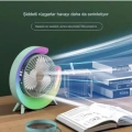 Masaüstü Vantilatör Usb Şarjlı Rgb Led Işıklı 3 Kademeli 180° Ayarlanabilir Soğutucu Fan Mavi