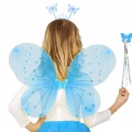 Mavi Kelebek Erkek-kız Seti – 50 Cm Kelebek Kanadı, Taç Ve Asa