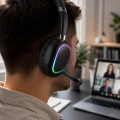 Mikrofonlu Bluetooth Kulak Üstü Kulaklık Rgb Aydınlatmalı Type-c Şarjlı