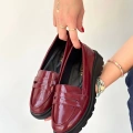 HERŞEYTREND Narli Bordo Rugan Oxford Ayakkabı