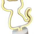 Neon Işıklı Kedi Lamba Pil+usb Pembe Işık Mz-122