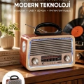 Nostalji Bluetooth Radyo FM AM SW Ahşap Eskitme Tasarım Yeni Nesil