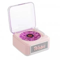 Nostalji Mini Plak Görünümlü Radyolu Bluetooth Hoparlör 3d Ses Dalgası Retro Müzik Plak Pembe