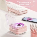 Nostalji Mini Plak Görünümlü Radyolu Bluetooth Hoparlör 3d Ses Dalgası Retro Müzik Plak Pembe