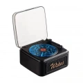 Nostalji Mini Plak Görünümlü Radyolu Bluetooth Hoparlör 3d Ses Dalgası Retro Müzik Plak Siyah