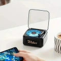 Nostalji Mini Plak Görünümlü Radyolu Bluetooth Hoparlör 3d Ses Dalgası Retro Müzik Plak Siyah