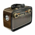 Nostalji Radyo Bluetooth Hoparlör USB-SD Kart Giriş Led Fener Işıklı Bataryalı Pilli