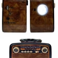Nostalji Radyo Bluetooth Hoparlör USB-SD Kart Giriş Led Fener Işıklı Bataryalı Pilli