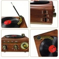 Nostaljik Tasarım Plak Çalar Görünümlü Radyolu Bluetooth Hoparlör Retro Müzik Plak