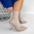 HERŞEYTREND Orjen Bej Cilt Streç Topuklu Bot