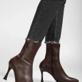 HERŞEYTREND Orjen Kahverengi Cilt Streç Topuklu Bot