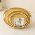 Oval Bambu Ahşap Tepsi Seti 3lü (20x29, 26x36, 31x45 cm)