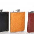 Paslanmaz Çelik Tekli 8 Oz Derili Matara  Alk2661