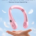 Pembe Boyun Tipi Fan USB Şarjlı Hafif Tasarım Güçlü Hava Üflemeli Serinletici