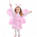 Pembe Kelebek Kız Seti – 50 Cm Kelebek Kanadı, Taç Ve Asa
