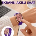 Pembe Mor ve Metal Kordonlu Akıllı Saat Hediye Seti