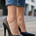 Pley Siyah Cilt Stiletto Ayakkabı