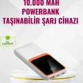 Powerbank 10000 mAh – Çift USB Çıkışlı, Type-C Girişli, Şık Beyaz Tasarım