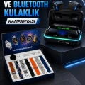 Powerbank Bluetooth Kulaklık Ve Akıllı Saat 7 Kordonlu Metal Kordon Plastik Kordon