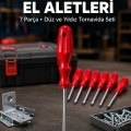 Profesyonel 7 Parça Tornavida Seti Ergonomik Saplı El Aleti