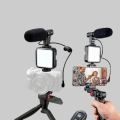 Profesyonel Vlog Çekim Kiti LED Işıklı Tripod Mikrofonlu Telefon Seti