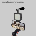 Profesyonel Vlog Çekim Kiti LED Işıklı Tripod Mikrofonlu Telefon Seti