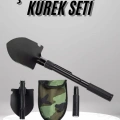 Pusulalı Katlanabilen Portatif Çantalı Mini Kazma Kürek Seti