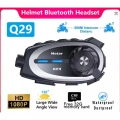 Q29 Motosiklet Kask Bluetooth Kulaklık Eşleşmeli 1080p Kamera Geniş Açı Su Geçirmez Intercom