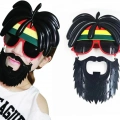 Rasta Peruklu Rasta Sakallı Bob Marley Bıyıklı Parti Gözlüğü 27x18 Cm